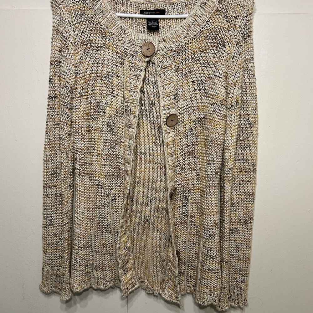 BCBG MAXAZRIA Women's Cream Knit Sweater Acrylic/Nylon - LARGE